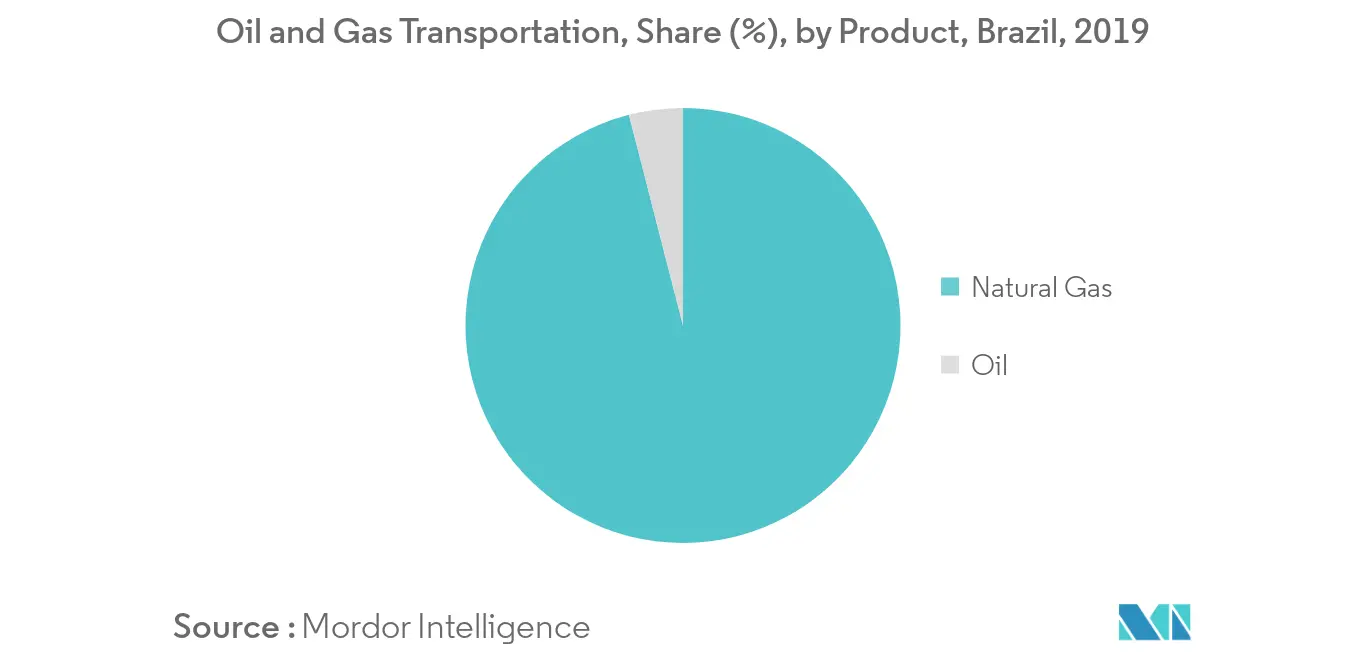 Oil and Gas Transportation, Share (%), by Product, Brazil, 2019