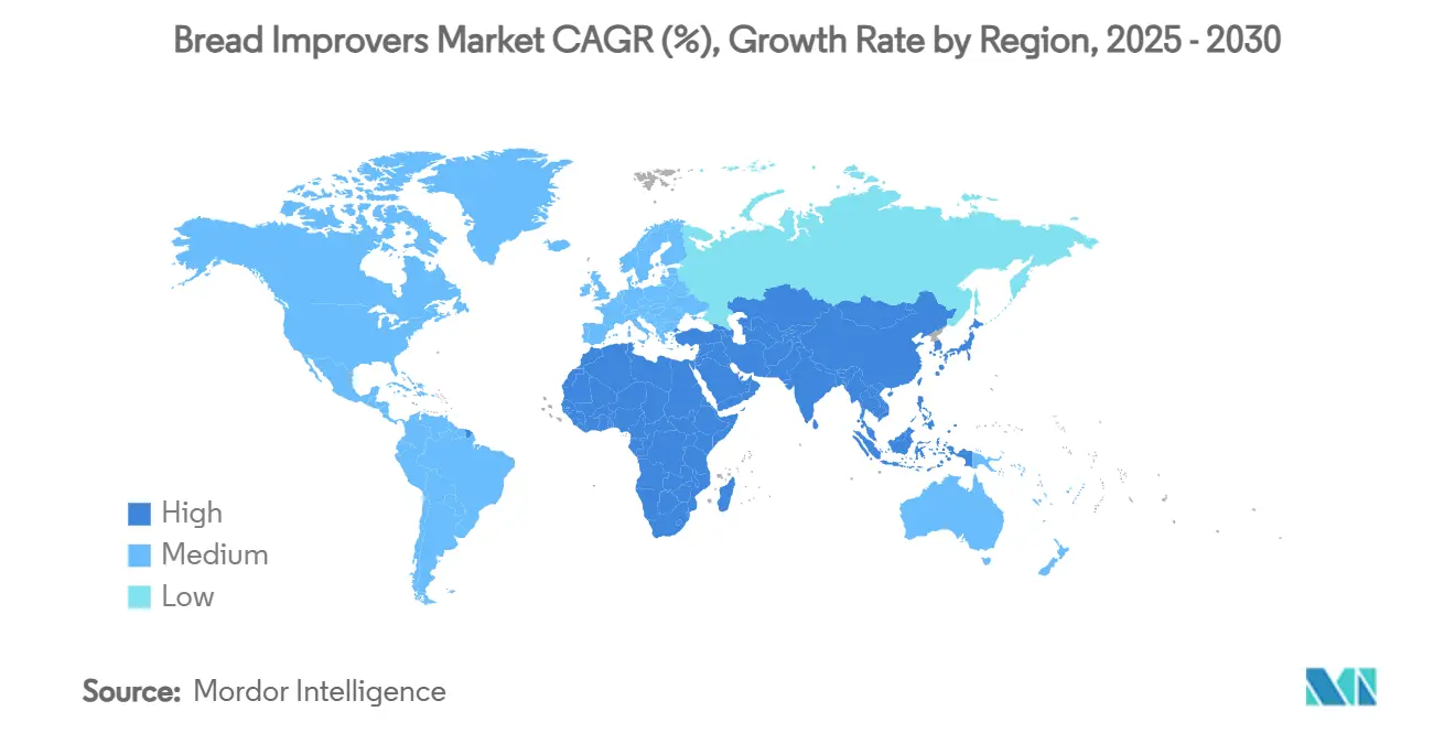 제빵 개량제 바카라 CAGR(%), 지역별 성장률