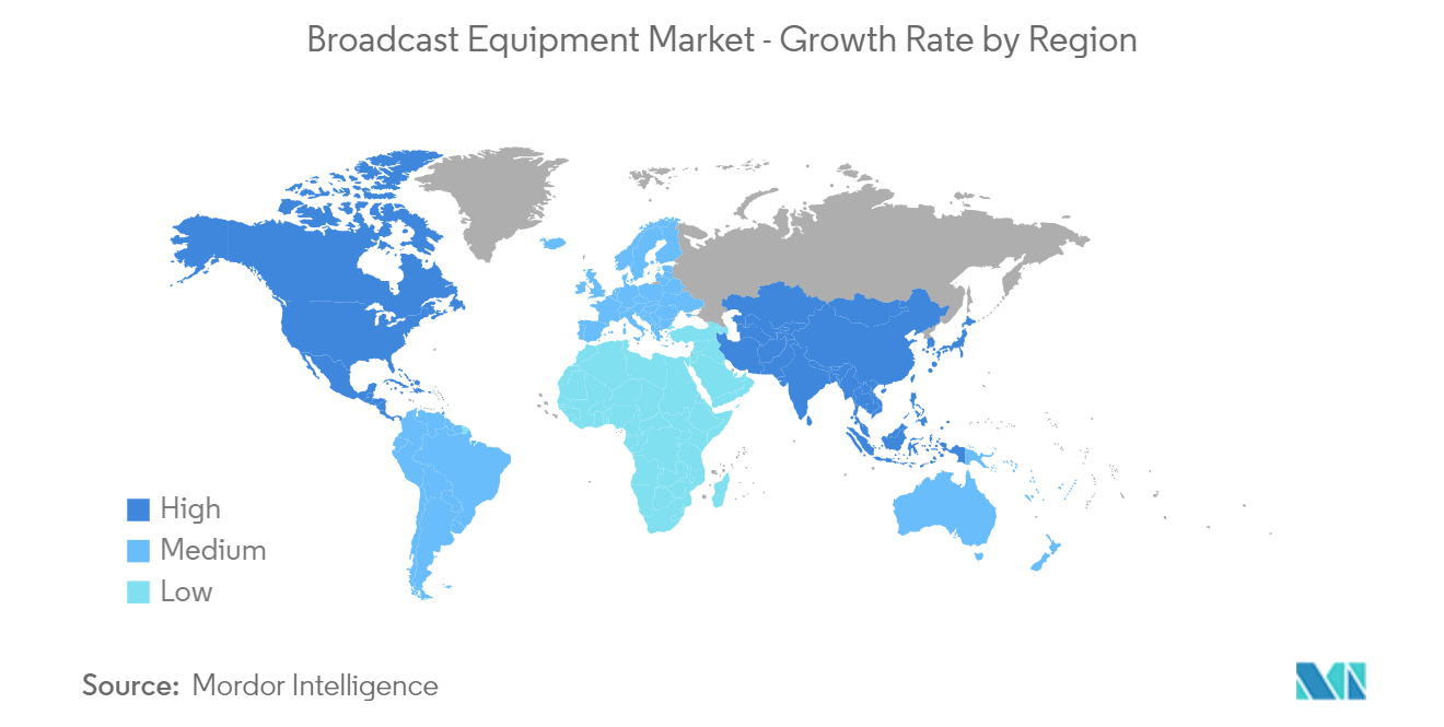 Mercado Equipos de transmisión – Tasa de crecimiento por región