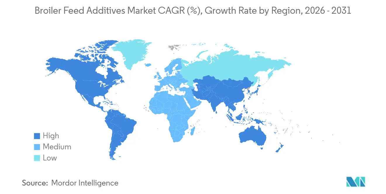 Broiler Feed Additives Market CAGR (%), Growth Rate by Region