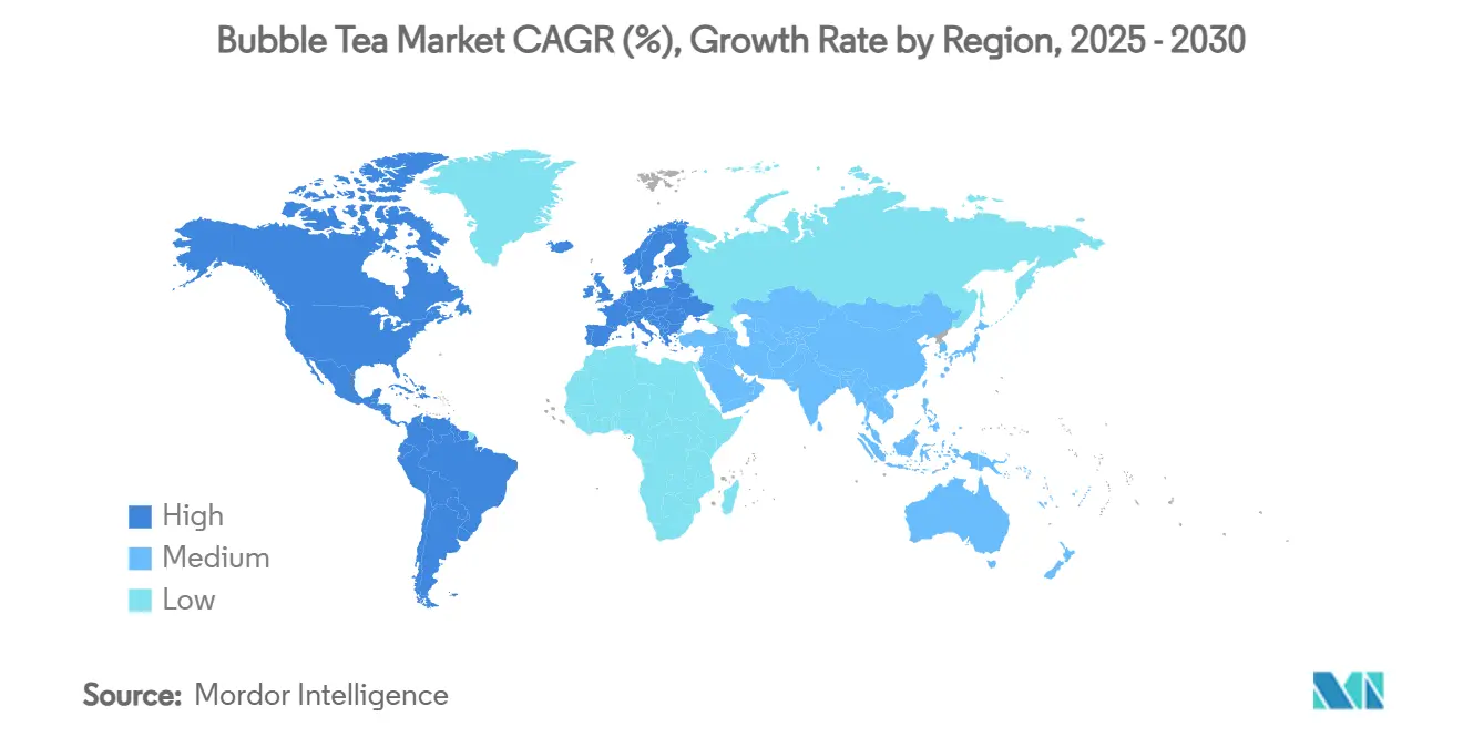 버블티 바카라사이트 제작 CAGR(%), 지역별 성장률