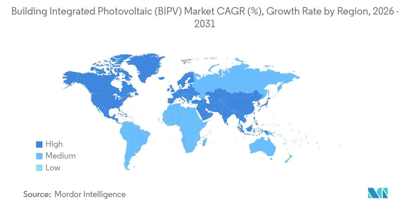Building Integrated Photovoltaic (BIPV) Market CAGR (%), Growth Rate by Region