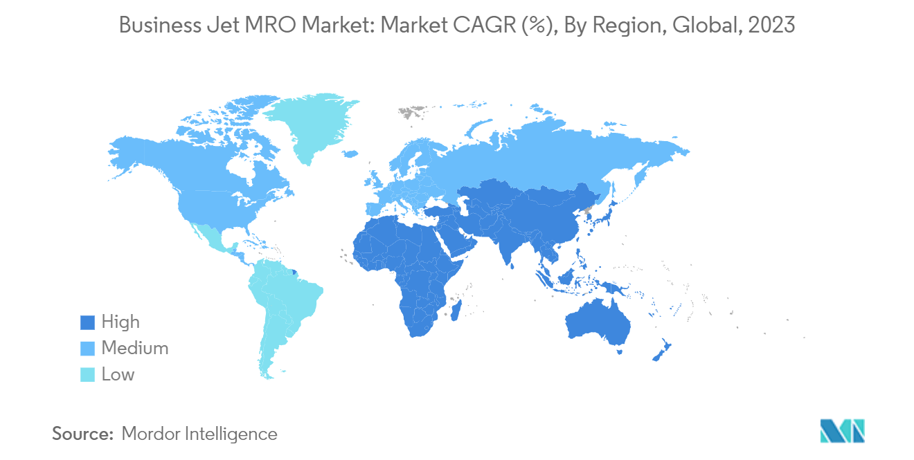 Business Jet MRO Market: Market CAGR (%), By Region, Global, 2023