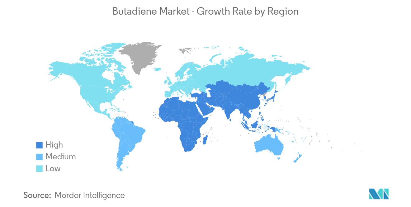 Butadiene Market - Growth Rate by Region, 2022-2027