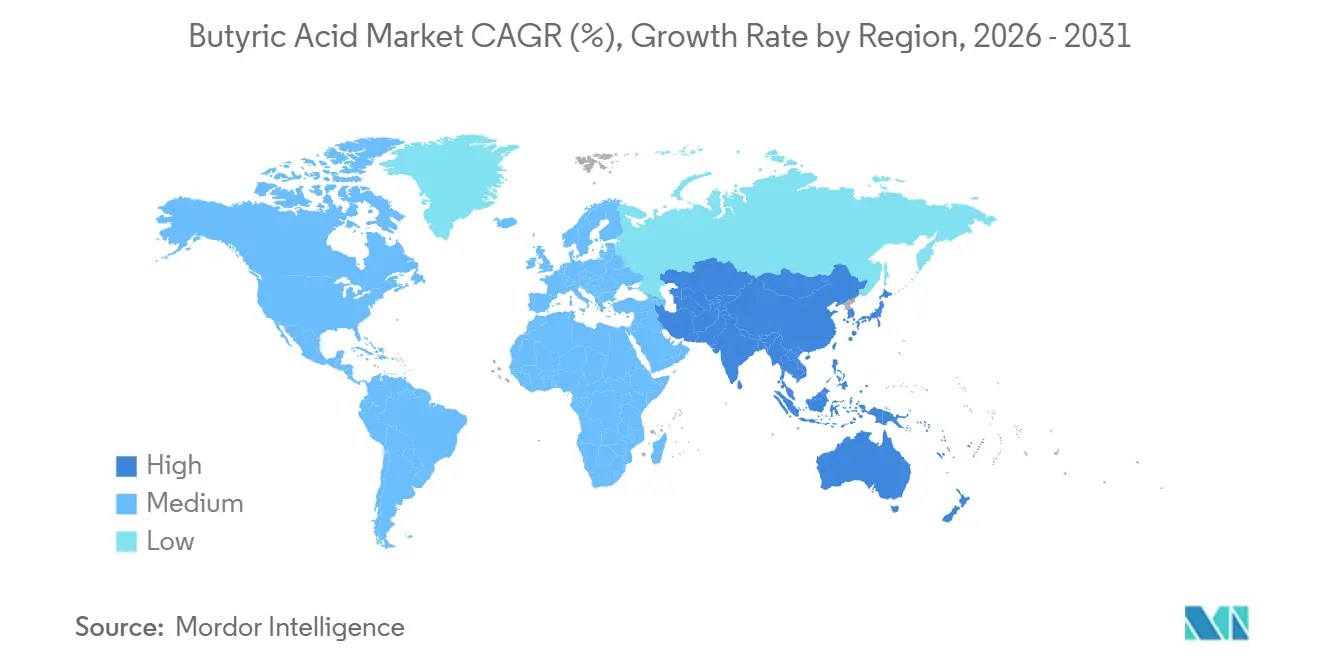 Butyric Acid Market CAGR (%), Growth Rate by Region