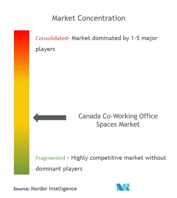 Espaces de bureau de coworking au CanadaConcentration du marché