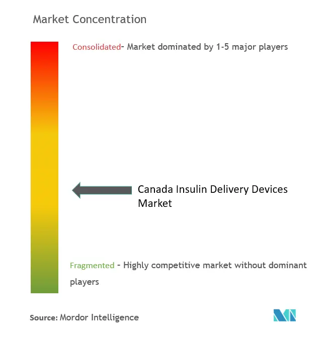 Dispositivos de administración de insulina de CanadáConcentración del Mercado