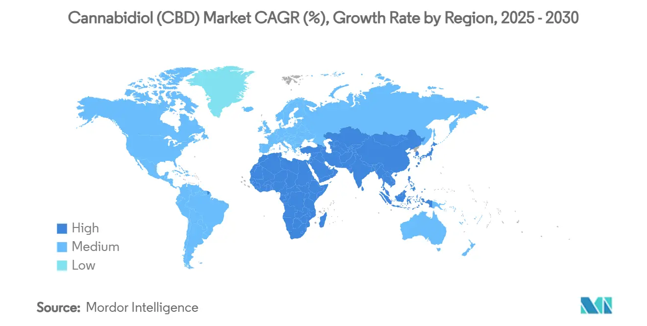 Cannabidiol (CBD) Market CAGR (%), Growth Rate by Region