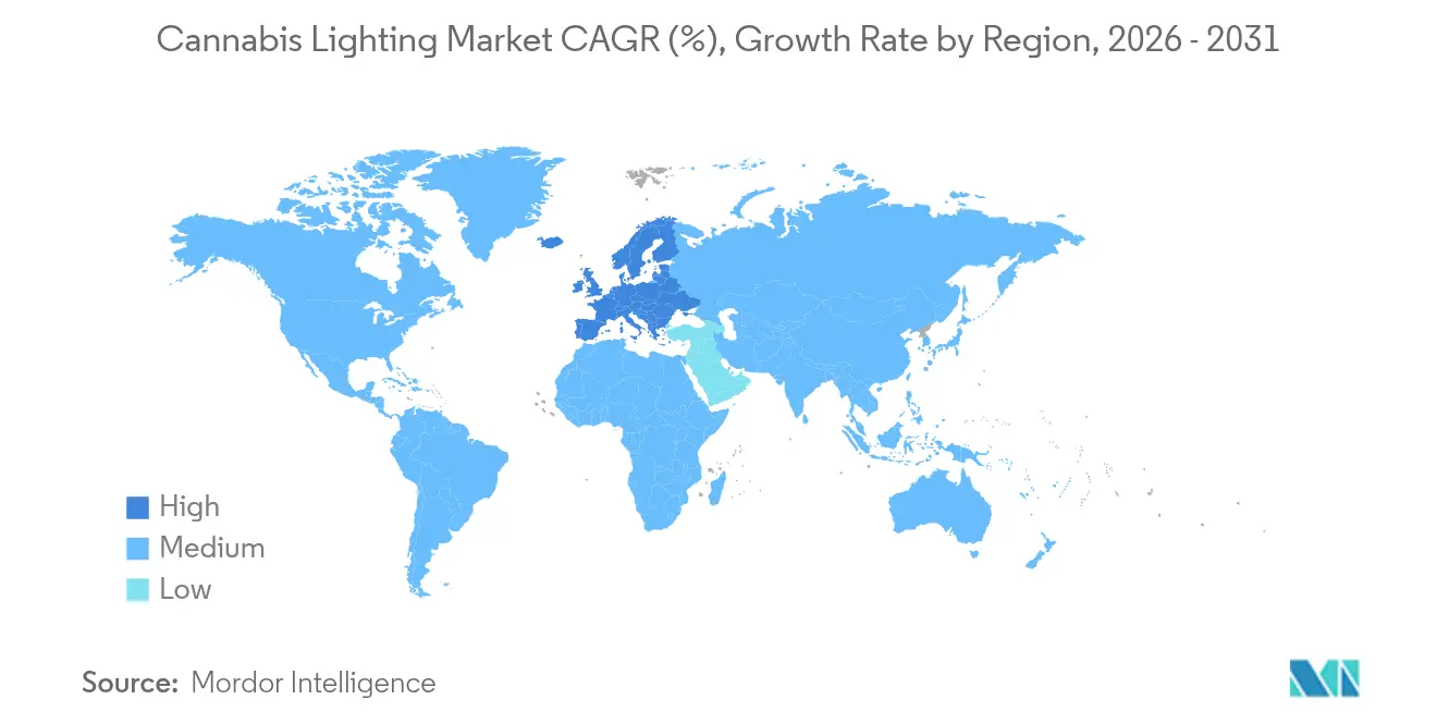 Cannabis Lighting Market CAGR (%), Growth Rate by Region