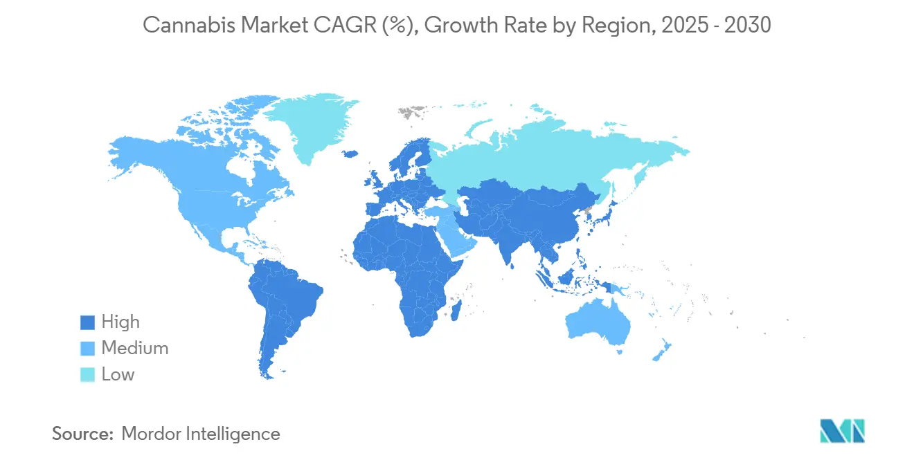 Market Analysis of Cannabis Market: Forecasted Growth Rate by Region