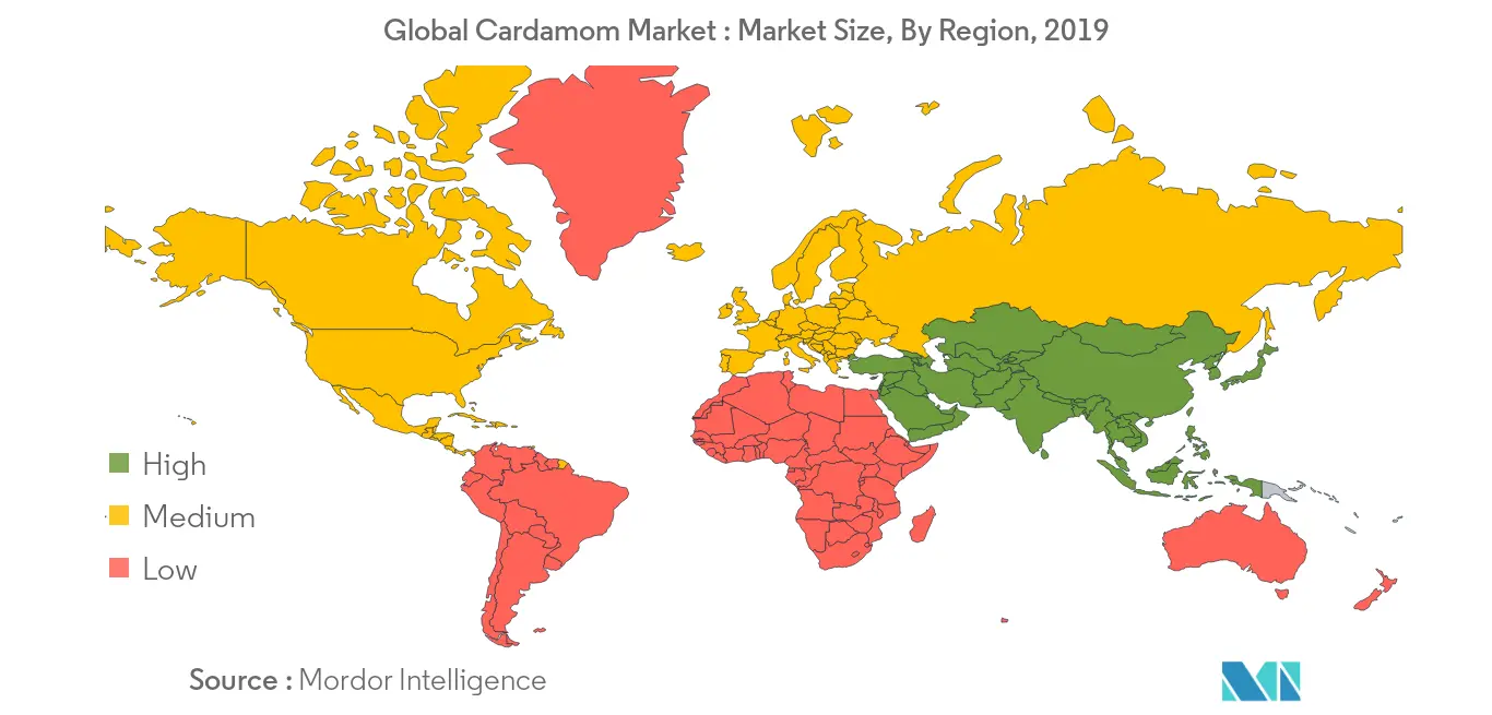 Global Cardamom Market : Market Size, By Region, 2019