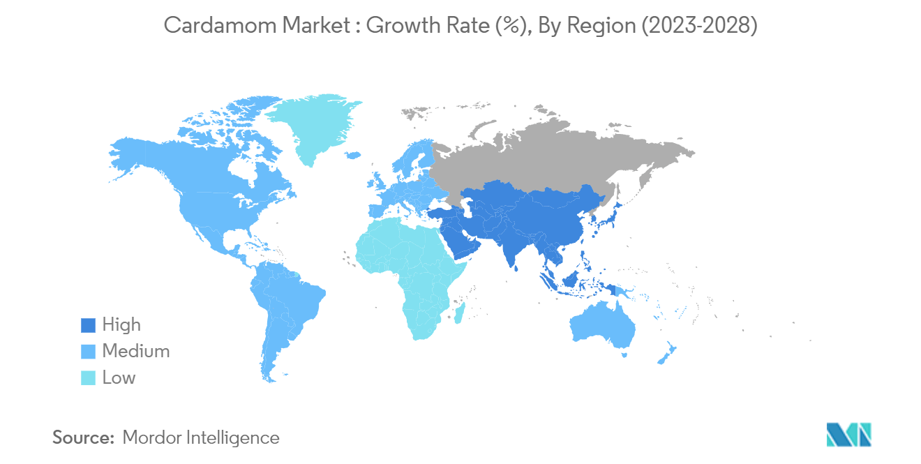 Cardamom Market : Growth Rate (%), By Region (2023-2028)