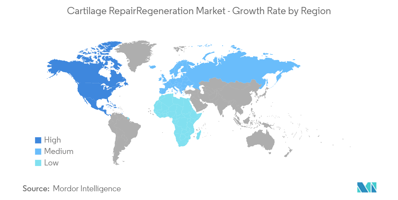 Mercado de reparación/regeneración de cartílago tasa de crecimiento por región