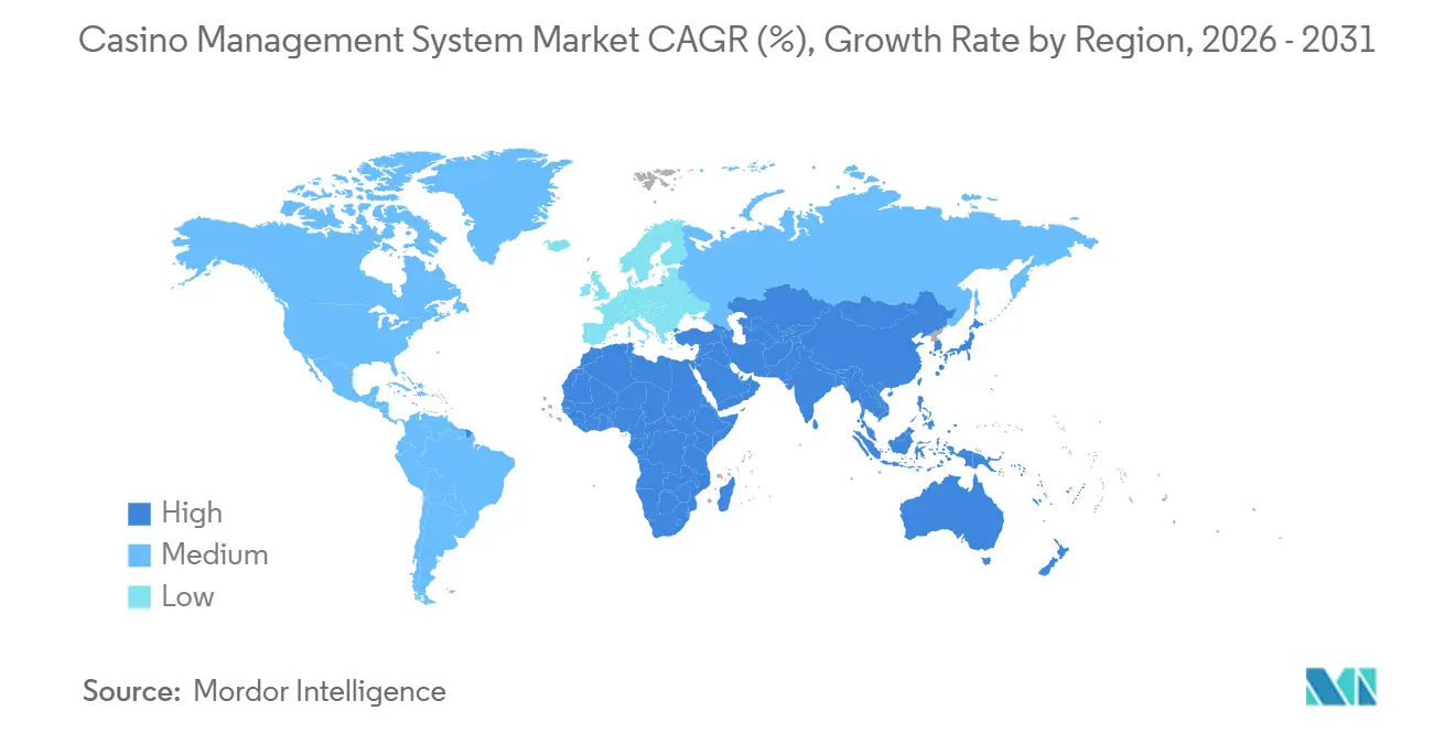 Casino Management System Market CAGR (%), Growth Rate by Region