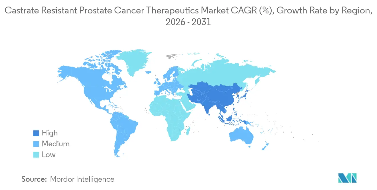 Castrate Resistant Prostate Cancer Therapeutics Market CAGR (%), Growth Rate by Region