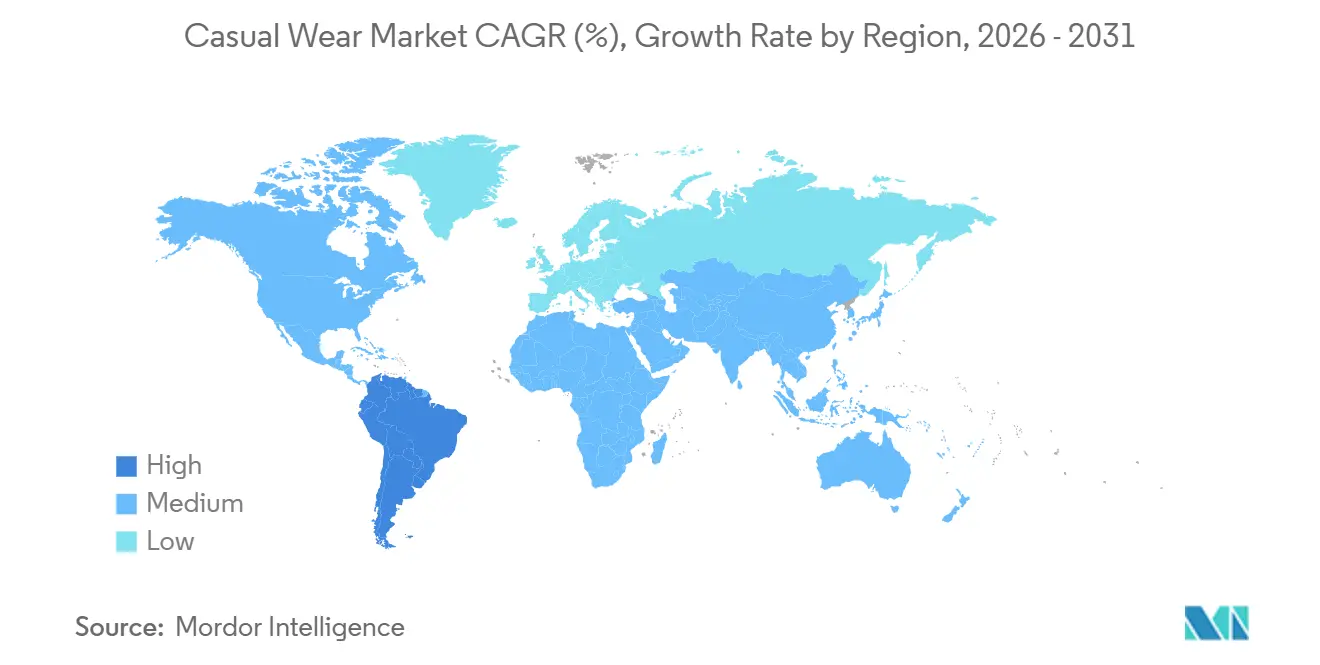 Casual Wear Market Growth Rate by Region