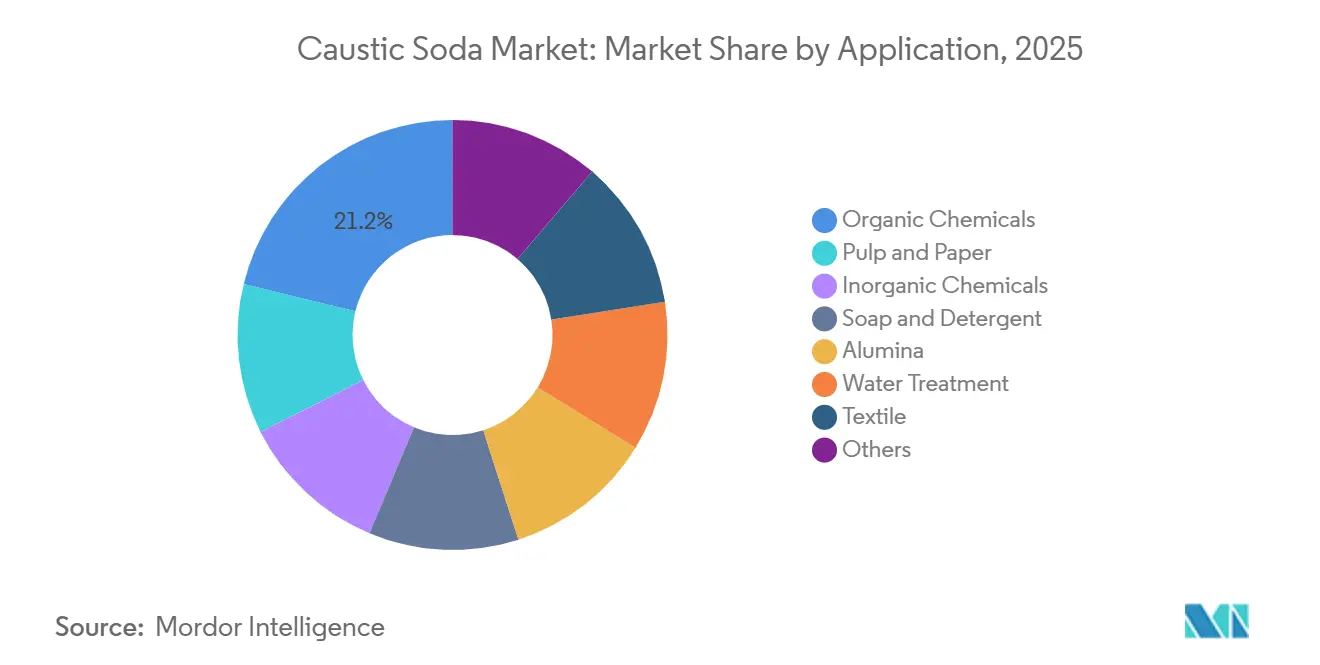 苛性ソーダ市場：用途別市場シェア