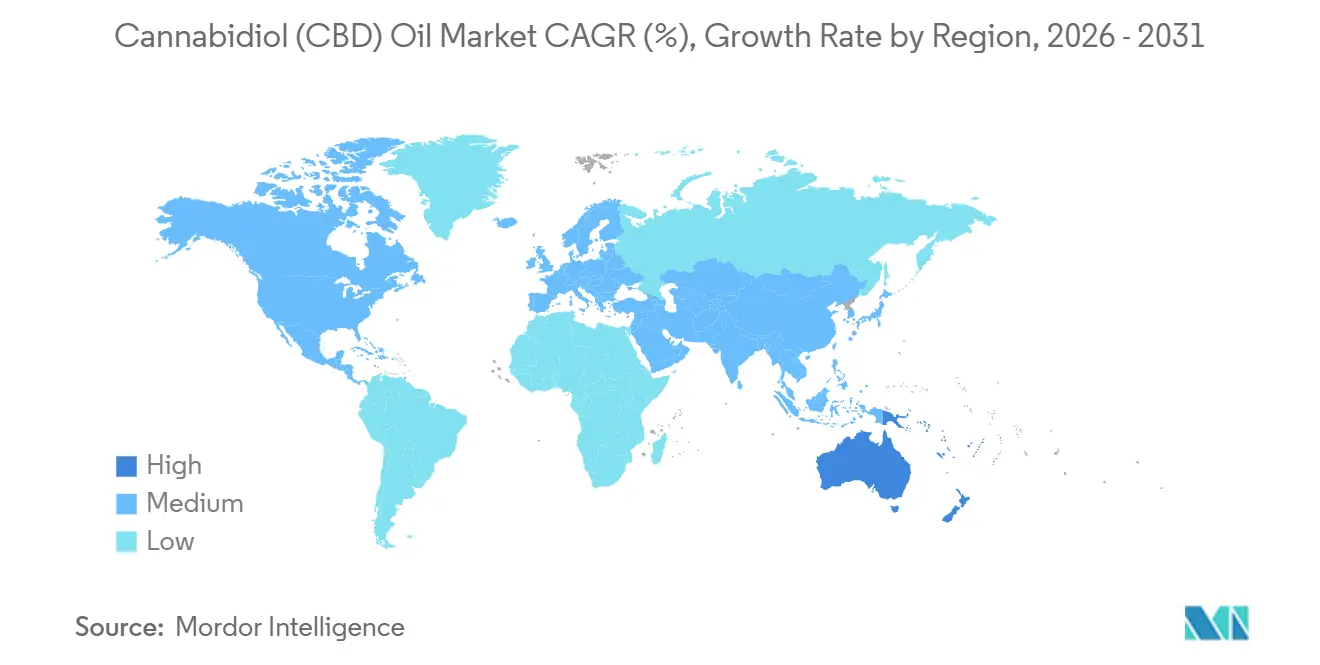 Cannabidiol (CBD) Oil Market CAGR (%), Growth Rate by Region