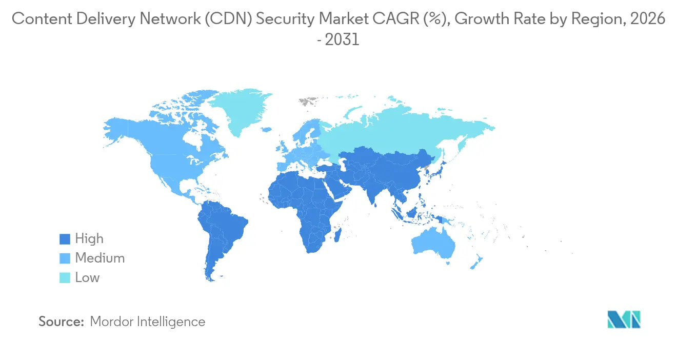 Content Delivery Network (CDN) Security Market CAGR (%), Growth Rate by Region