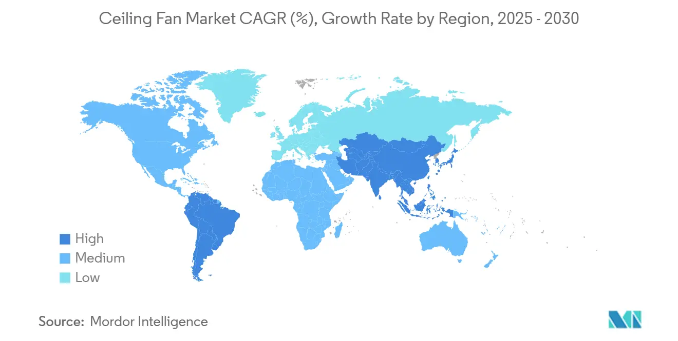Ceiling Fan Market CAGR (%), Growth Rate by Geography