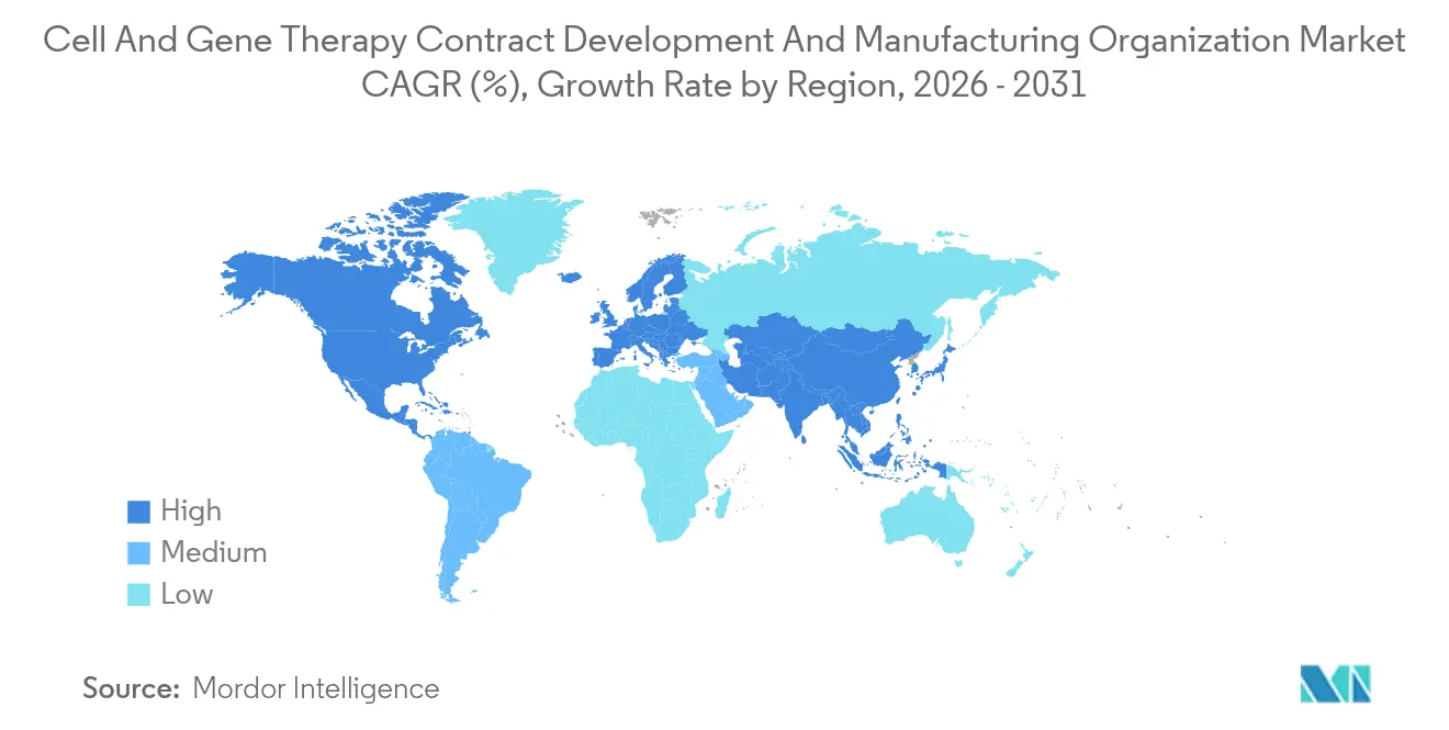Cell And Gene Therapy Contract Development And Manufacturing Organization Market CAGR (%), Growth Rate by Region