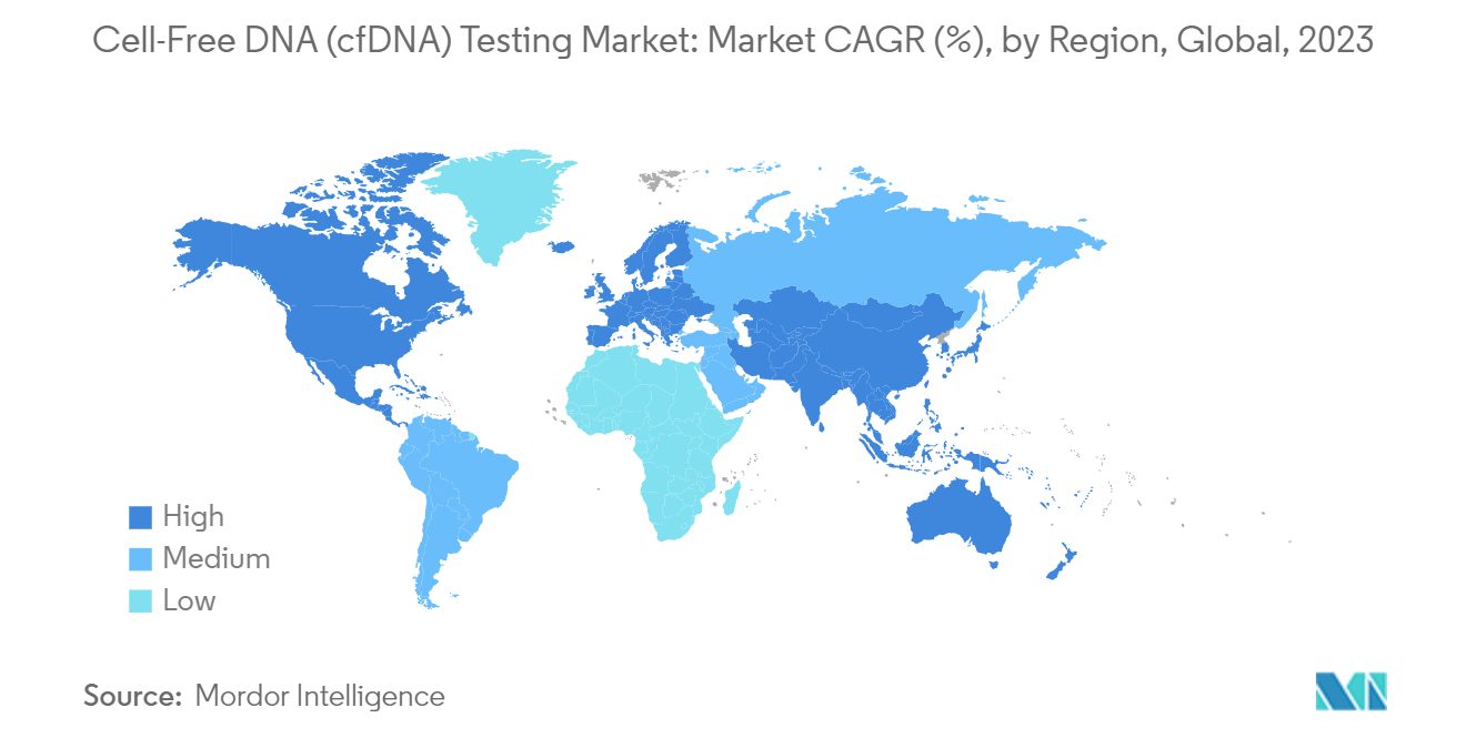 Cell-Free DNA (cfDNA) Testing Market: Market CAGR (%), by Region, Global, 2023
