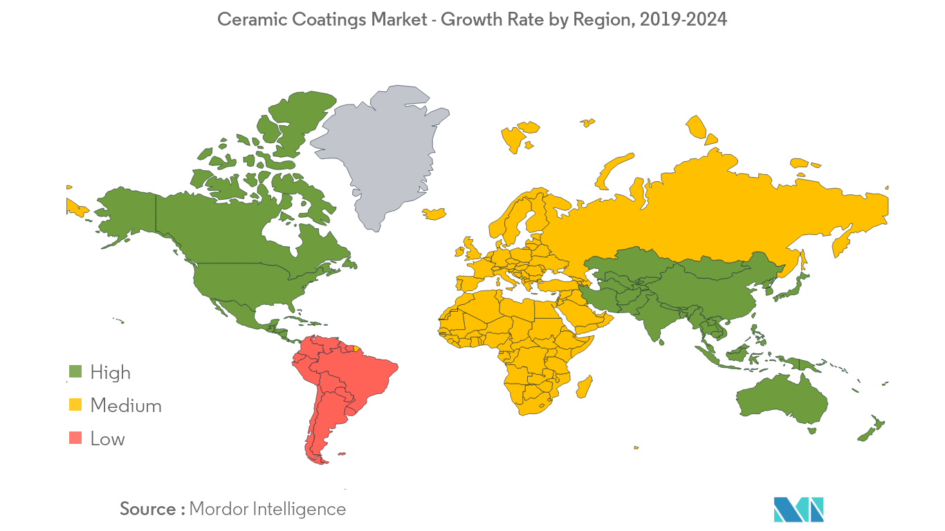 Thị trường sơn Ceramic - Tốc độ tăng trưởng theo khu vực, 2019-2024
