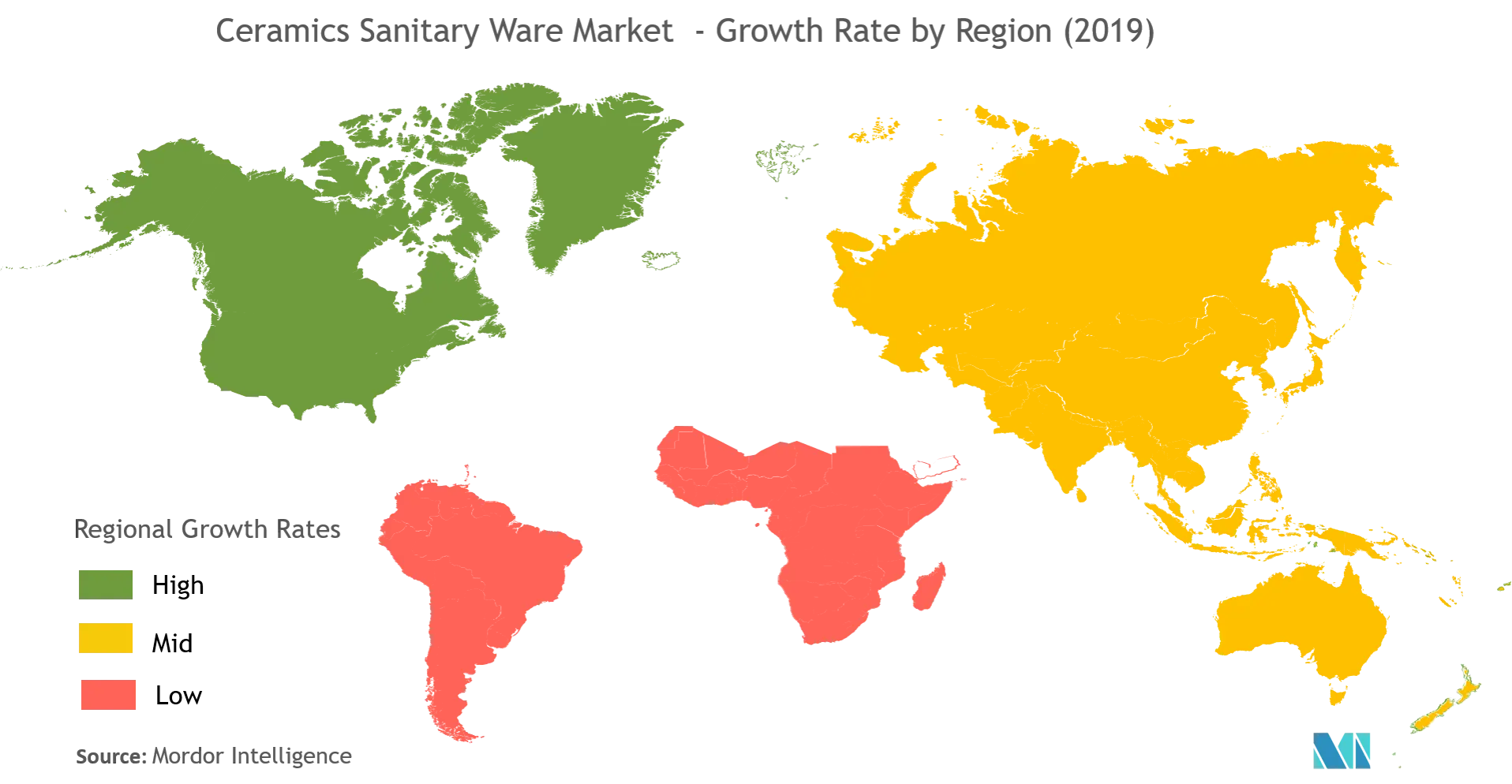 Ceramics Sanitary Ware Market Growth Rate By Region (2019)