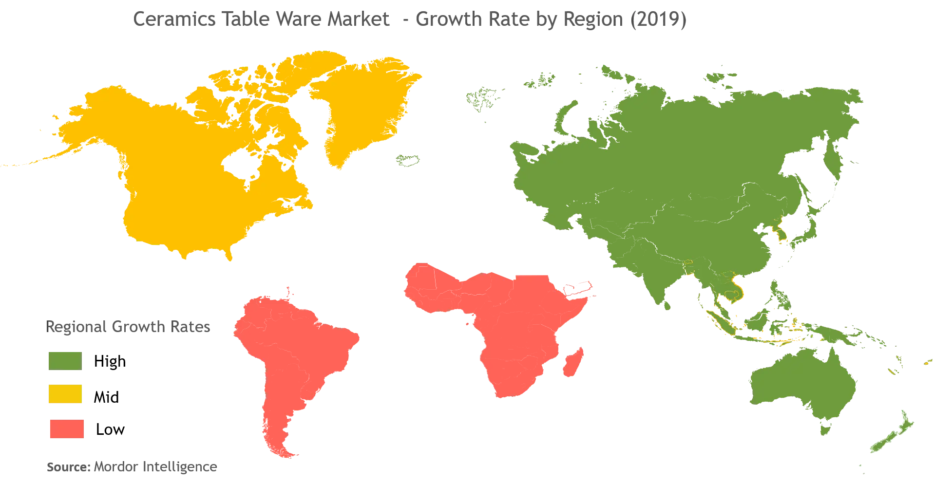 Marché de la vaisselle en céramique – Taux de croissance par région (2019)