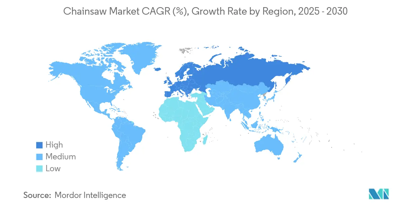 Chainsaw Market CAGR (%), Growth Rate by Region