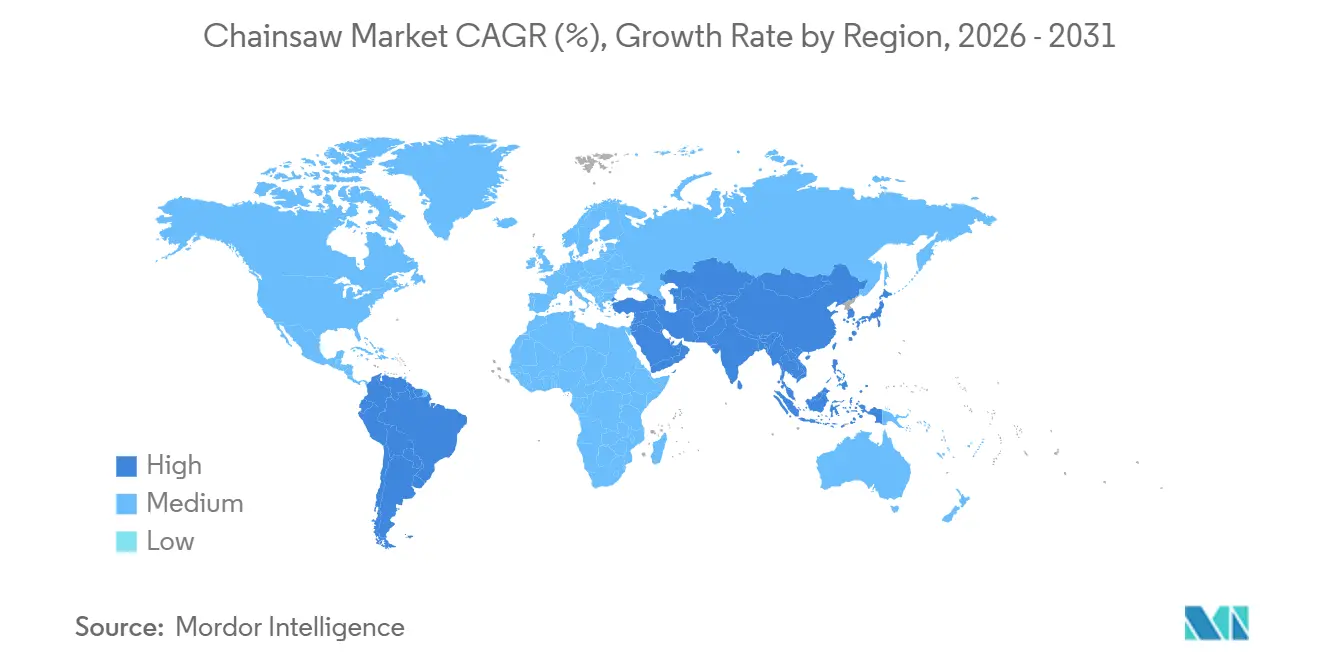Chainsaw Market CAGR (%), Growth Rate by Region