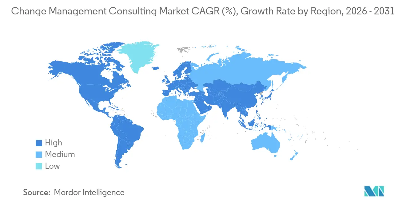 Change Management Consulting Market CAGR (%), Growth Rate by Region