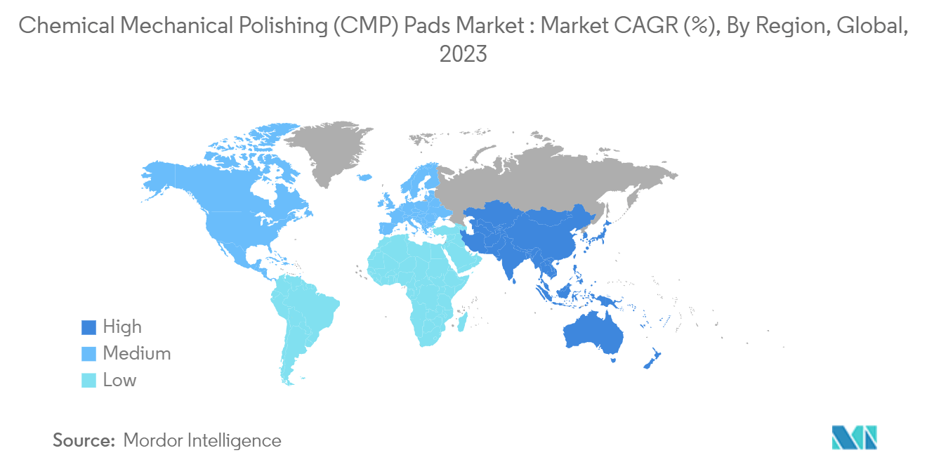 Chemical Mechanical Polishing (CMP) Pad Market: Chemical Mechanical Polishing (CMP) Pads Market : Market CAGR (%), By Region, Global, 2023