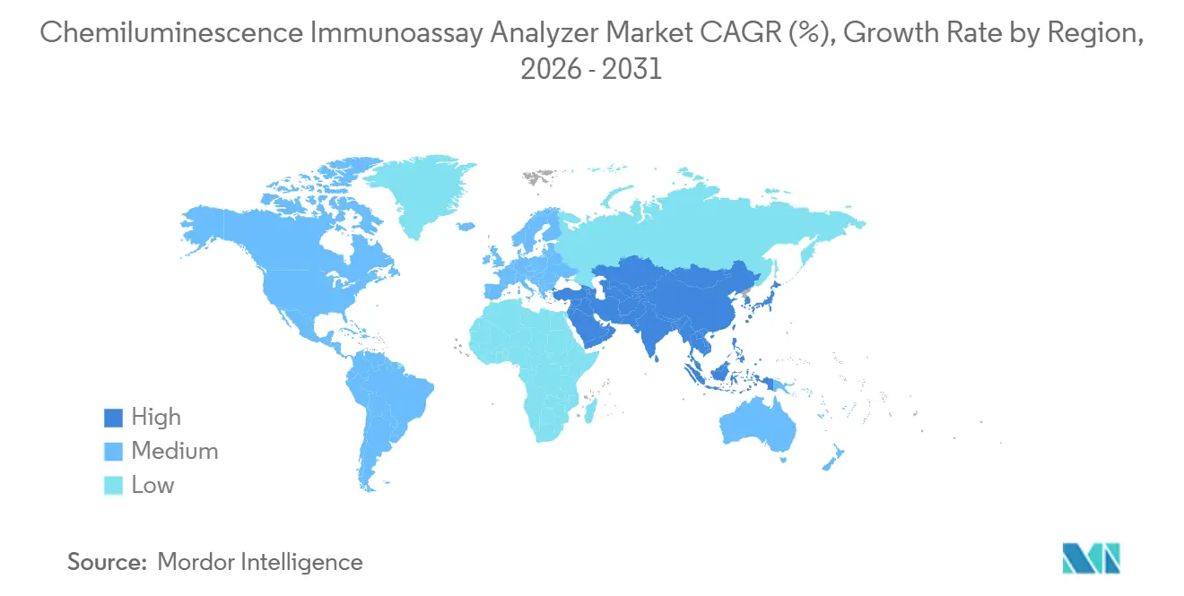 Chemiluminescence Immunoassay Analyzer Market CAGR (%), Growth Rate by Region