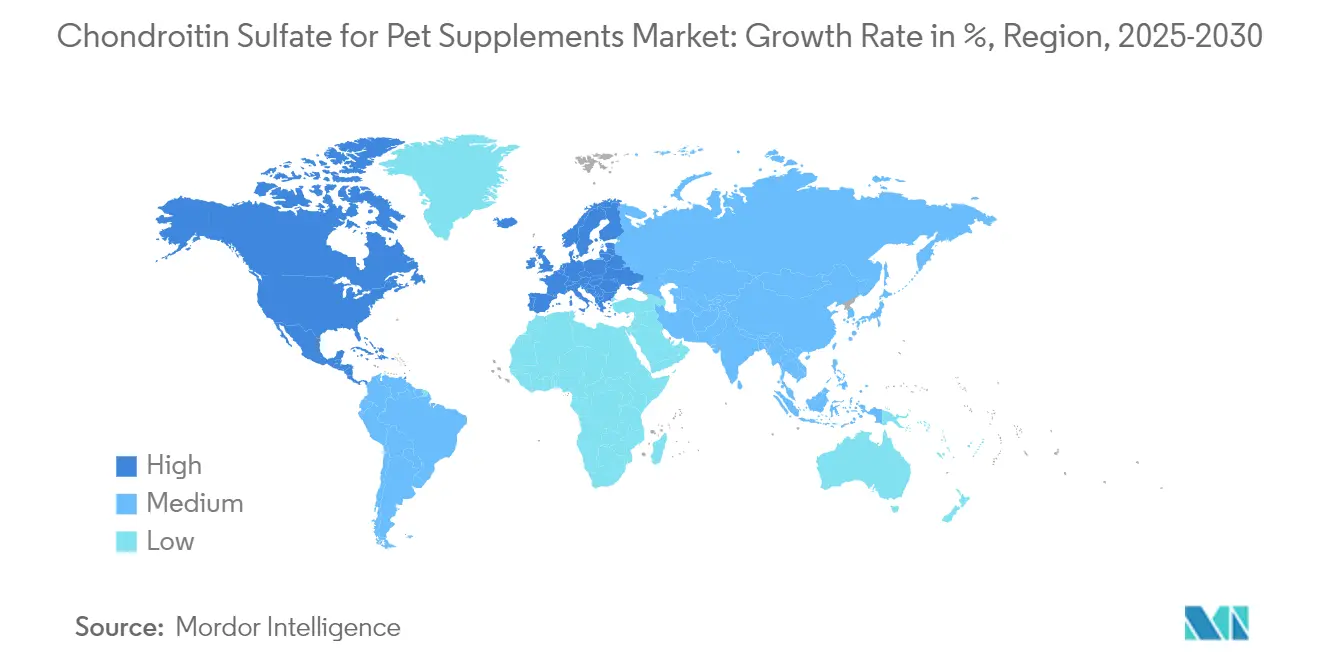 Chondroitin Sulfate For Pet Supplements Market: Chondroitin Sulfate for Pet Supplements Market: Growth Rate in %, Region, 2025-2030