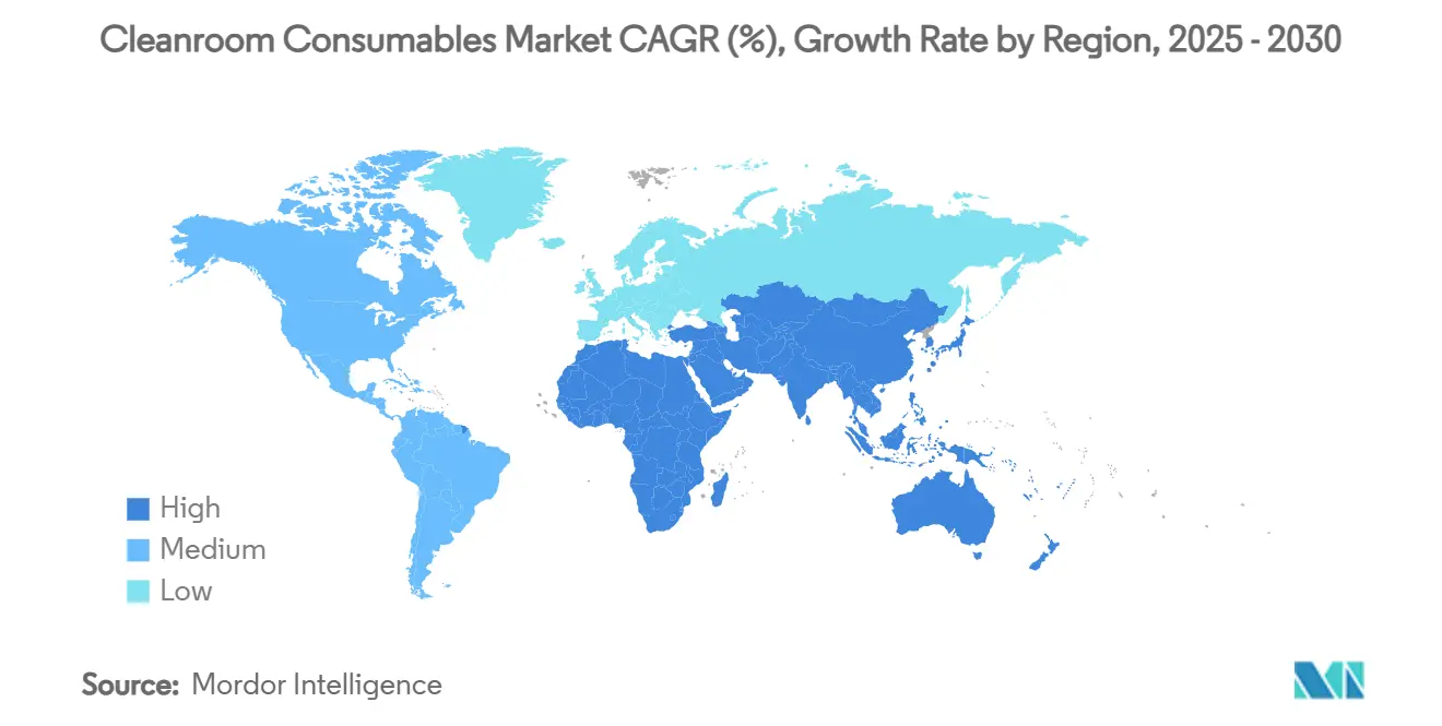 Cleanroom Consumables Market CAGR (%), Growth Rate by Region