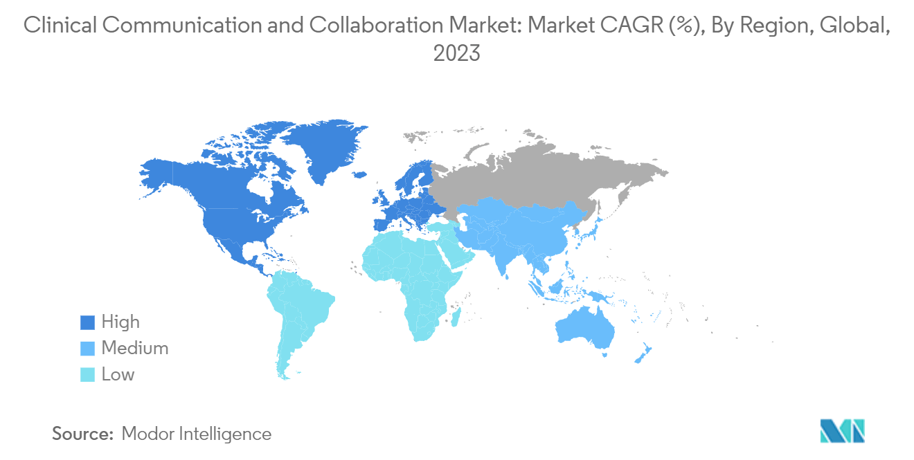 Clinical Communication And Collaboration Market: Clinical Communication and Collaboration Market: Market CAGR (%), By Region, Global, 2023