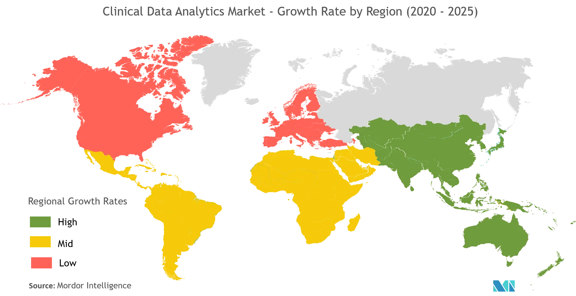 Clinical Data Analytics Market - Growth Rate by Region (2020 - 2025)
