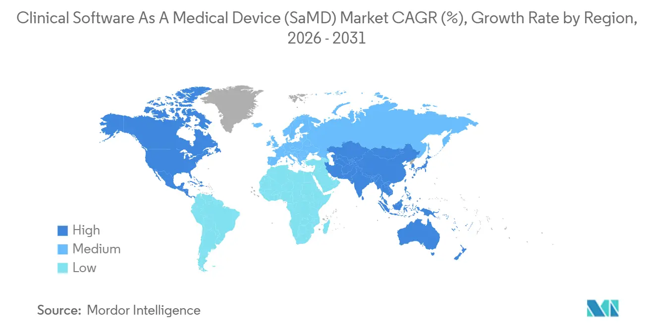 Clinical Software As A Medical Device (SaMD) Market Growth Rate by Region