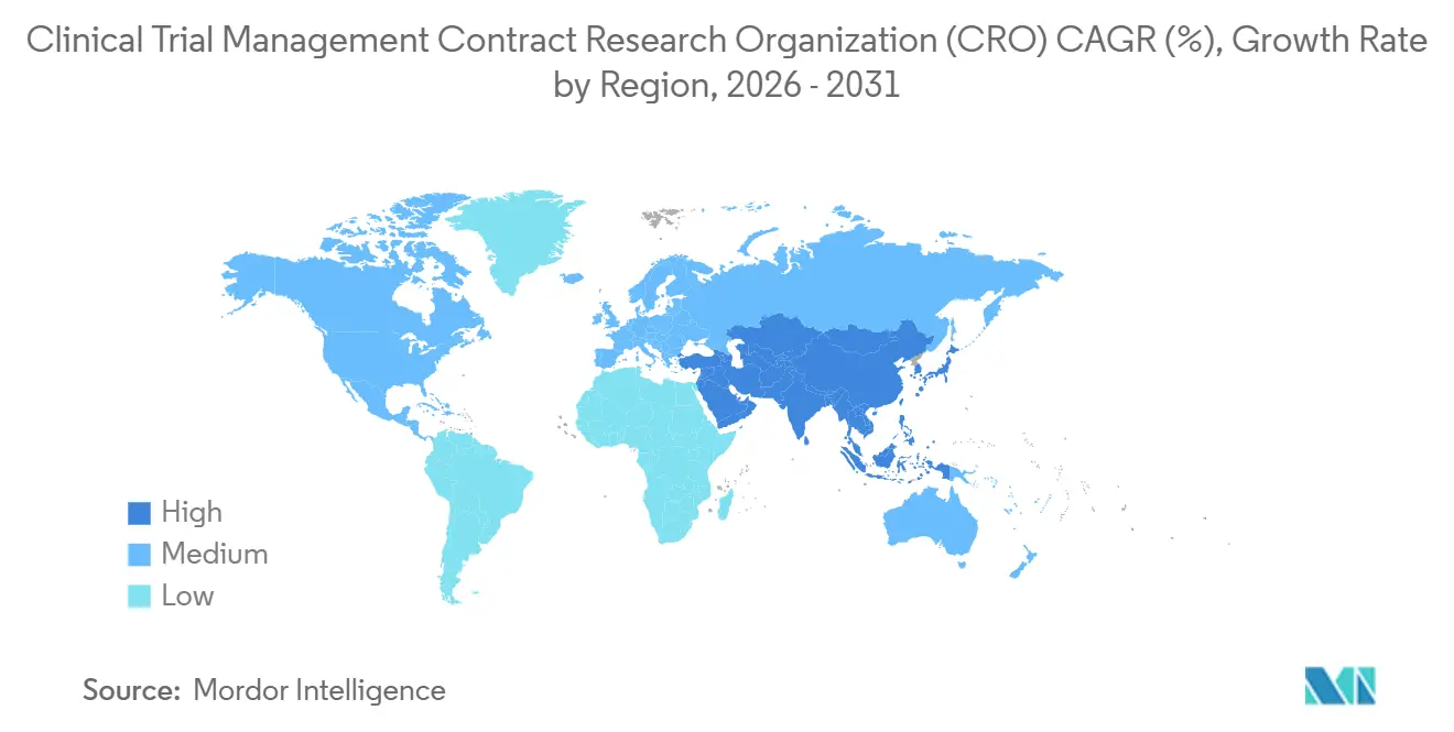 Clinical Trial Management Contract Research Organization (CRO) CAGR (%), Growth Rate by Region