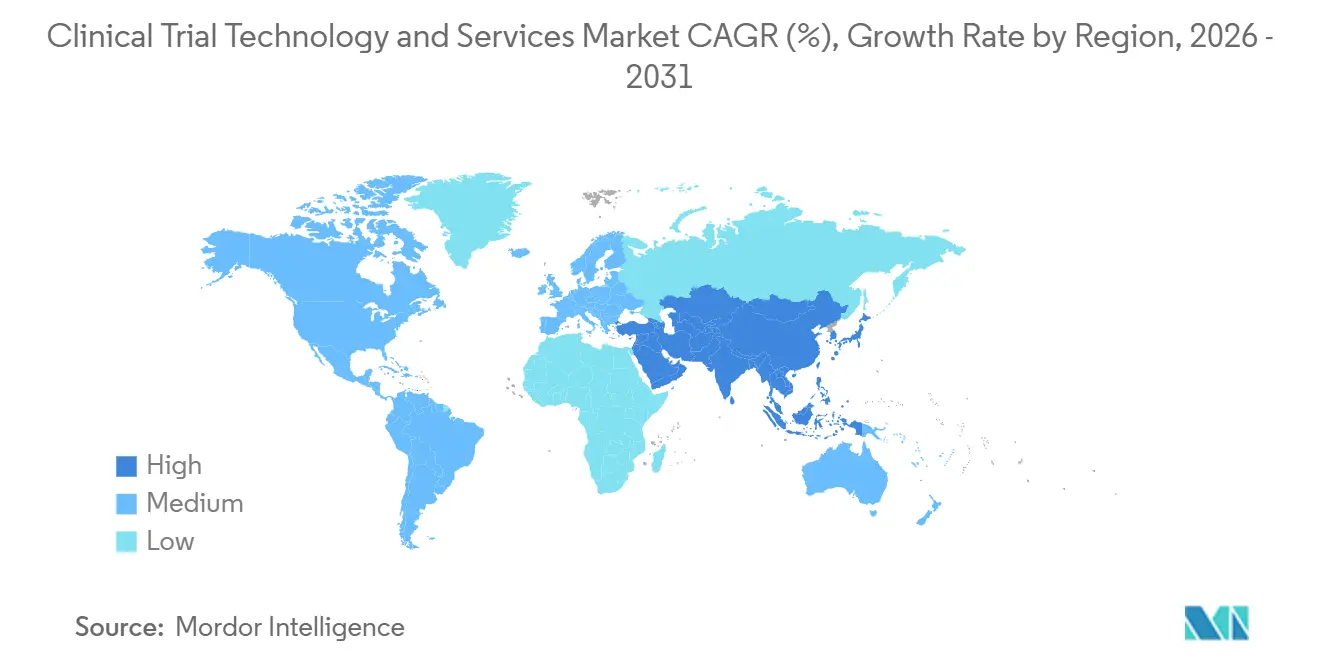 Clinical Trial Technology and Services Market CAGR (%), Growth Rate by Region
