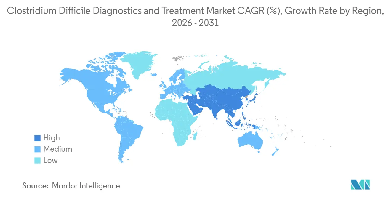 Clostridium Difficile Diagnostics and Treatment Market CAGR (%), Growth Rate by Region
