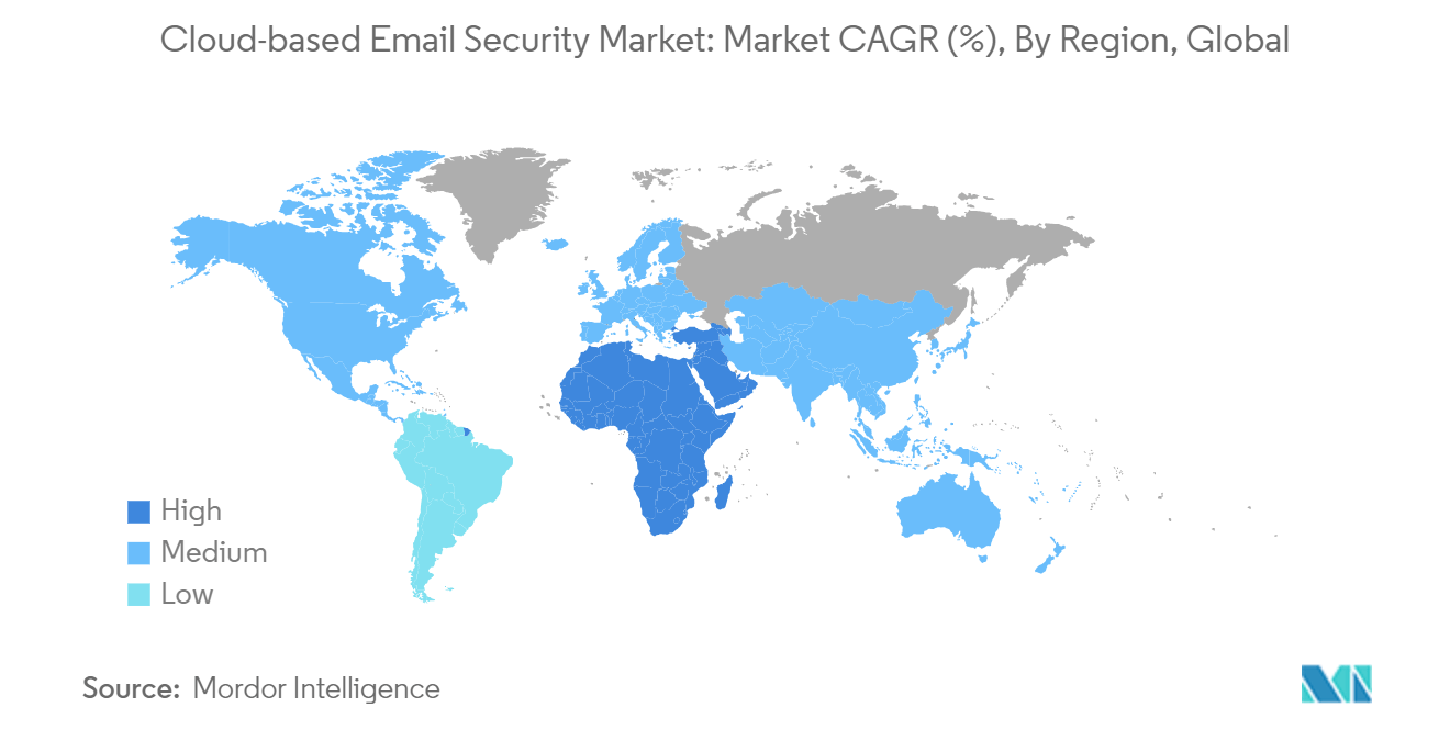 クラウドベースの電子メールセキュリティ市場市場CAGR(%)、地域別、世界