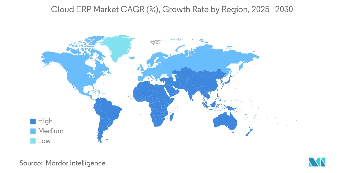 Cloud ERP Market CAGR (%), Growth Rate by Region