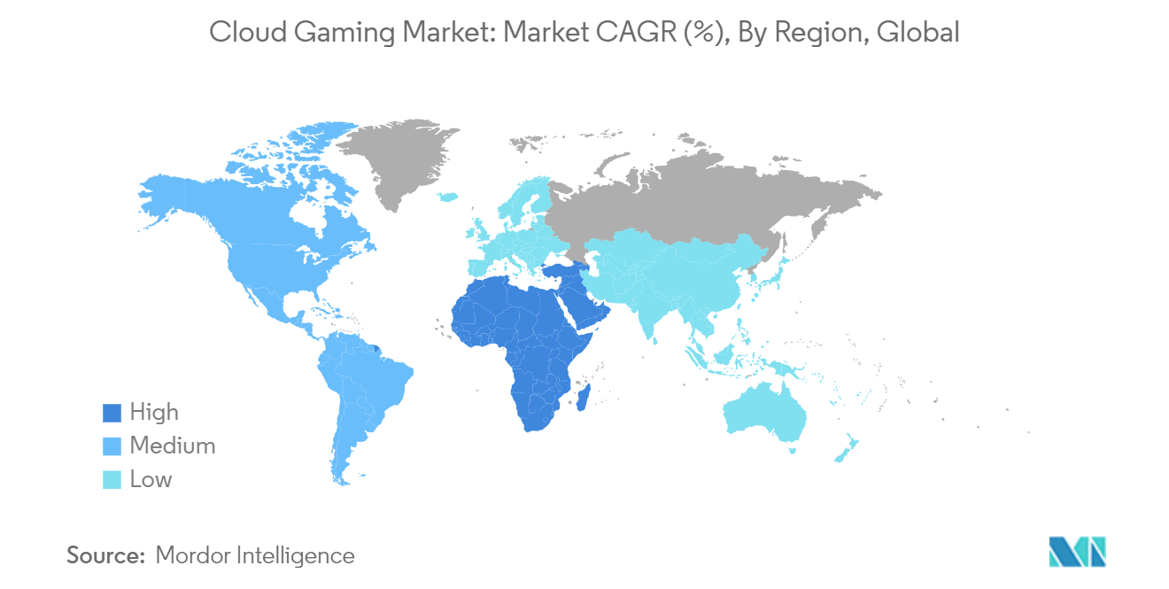 Cloud Gaming Market: Cloud Gaming Market: Market CAGR (%), By Region, Global