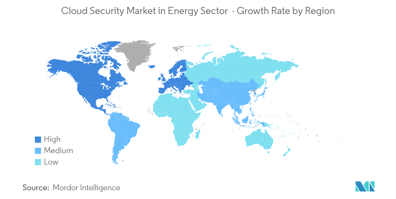 能源领域的云安全市场 - 按地区划分的增长率（2023-2028）