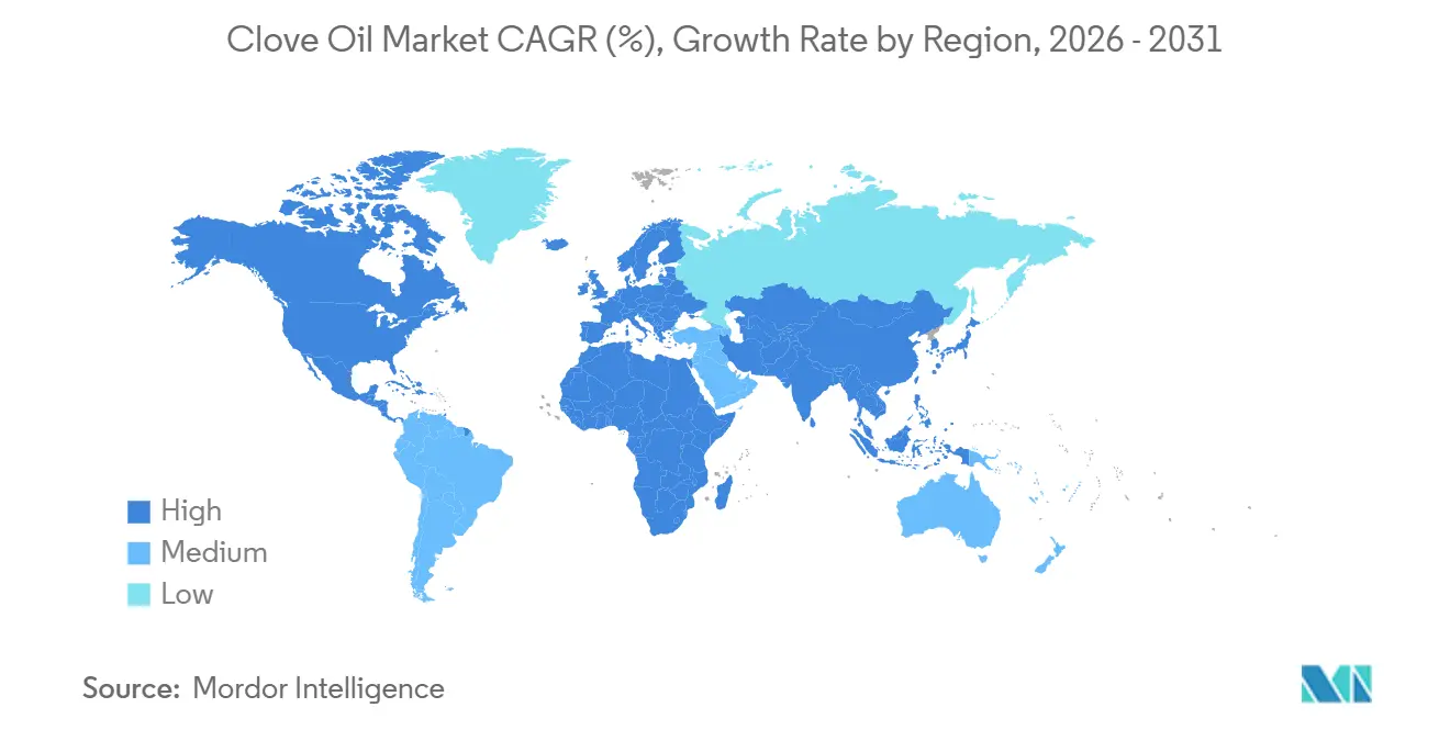 Taux de Croissance du Marché de l'Huile de Clou de Girofle par Région