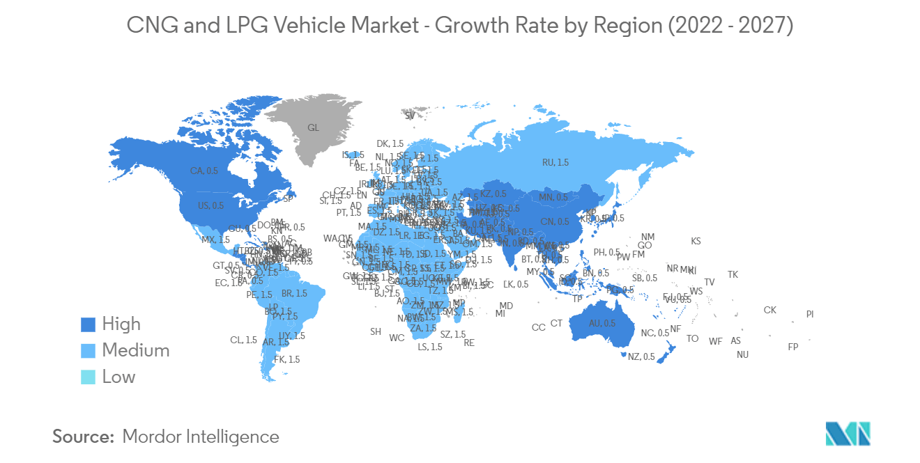 CNG and LPG Vehicle Market- Growth Rate by Region (2022-2027)