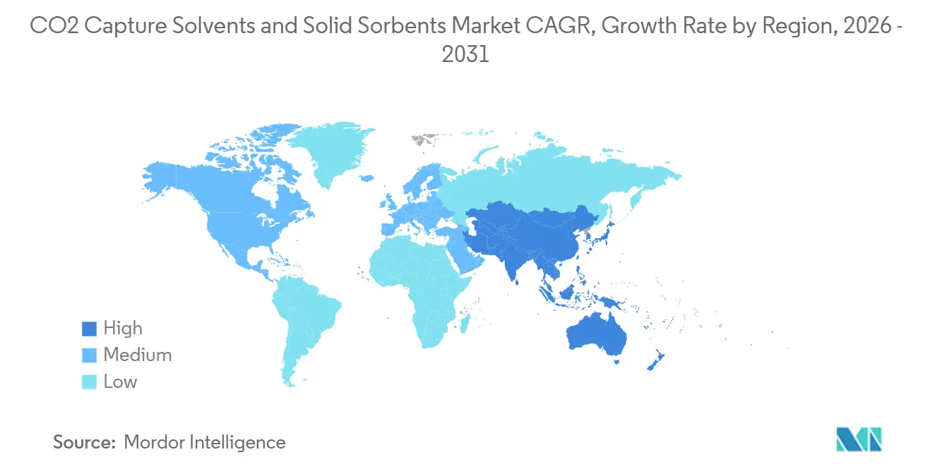 CO2 Capture Solvents and Solid Sorbents Market Growth Rate by Region