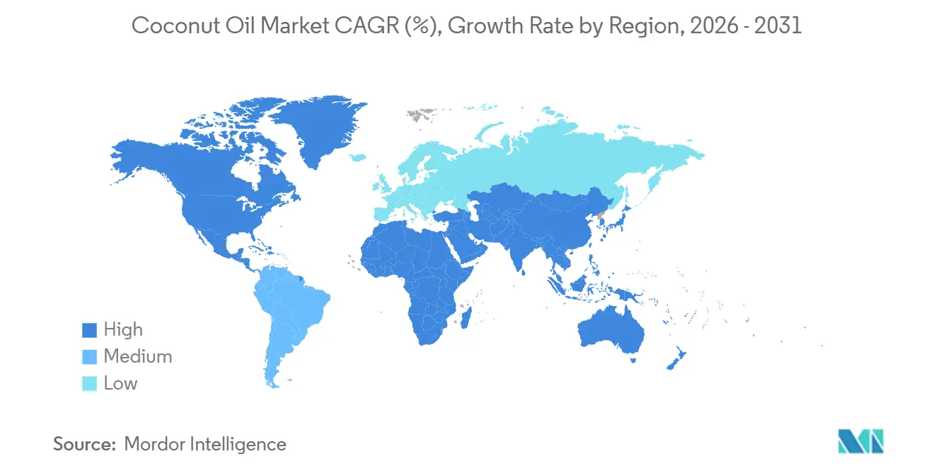 Coconut Oil Market CAGR (%), Growth Rate by Region